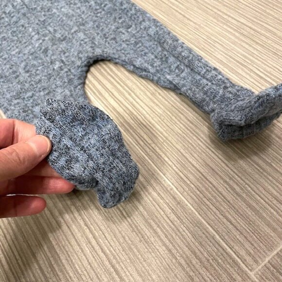 Maniere Child Marled Blue Ribbed Footed Onesie Infant Baby Boy 6 Months - Picture 9 of 13